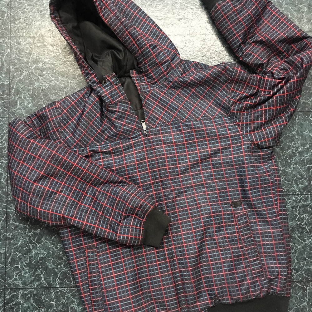 Fox snowboard, camping jacket.